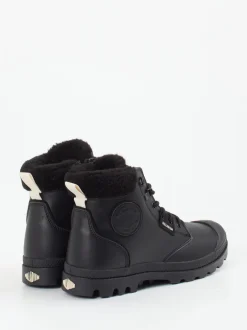 Palladium – Schnürboots aus Leder Schwarz gefüttert