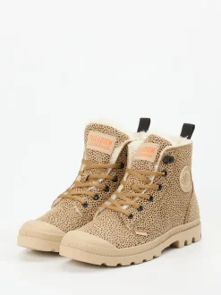 Palladium – Schnürboots aus Nubukleder beigebraun