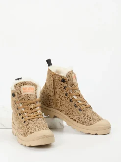 Palladium – Schnürboots aus Nubukleder beigebraun