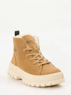 Palladium – Schnürboots aus Veloursleder camel