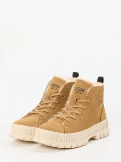 Palladium – Schnürboots aus Veloursleder camel