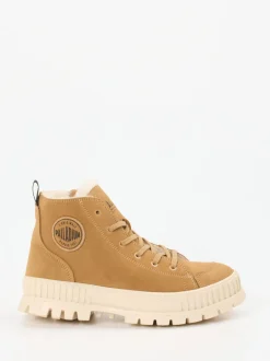 Palladium – Schnürboots aus Veloursleder camel