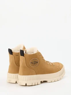 Palladium – Schnürboots aus Veloursleder camel