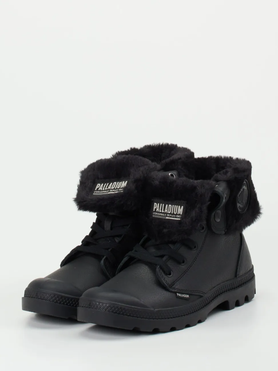 Palladium – Schnürboots aus Nubukleder schwarz