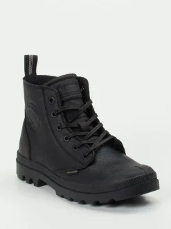 Palladium – Schnürboots aus Fettleder Schwarz