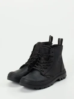 Palladium – Schnürboots aus Fettleder Schwarz