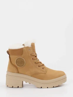 Palladium – Stiefeletten aus Nubukleder in Camel