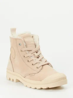 Palladium – Stiefeletten aus Nubukleder beige