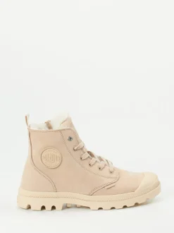Palladium – Stiefeletten aus Nubukleder beige