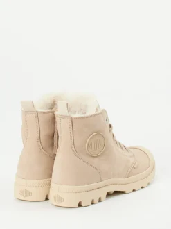Palladium – Stiefeletten aus Nubukleder beige