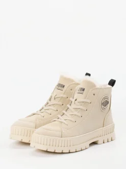 Palladium – Winter-Sneakerboots aus Veloursleder beige