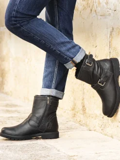Panama Jack – Biker Boots aus Fettleder schwarz