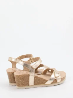 Panama Jack – Keilsandalette aus Metallicleder goldfarben