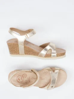 Panama Jack – Keilsandalette aus Metallicleder goldfarben