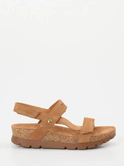 Panama Jack – Keilsandalette aus Veloursleder cognacbraun