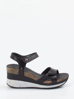 Panama Jack – Keilsandalette aus Lammleder schwarz