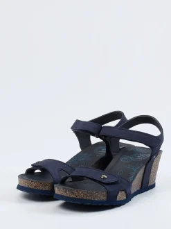 Panama Jack – Keilsandalette aus Nubukleder blau