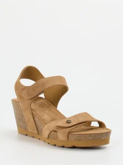 Panama Jack – Keilsandalette aus Veloursleder cognac