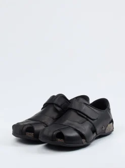 Panama Jack – Klettsandale aus Fettleder schwarz