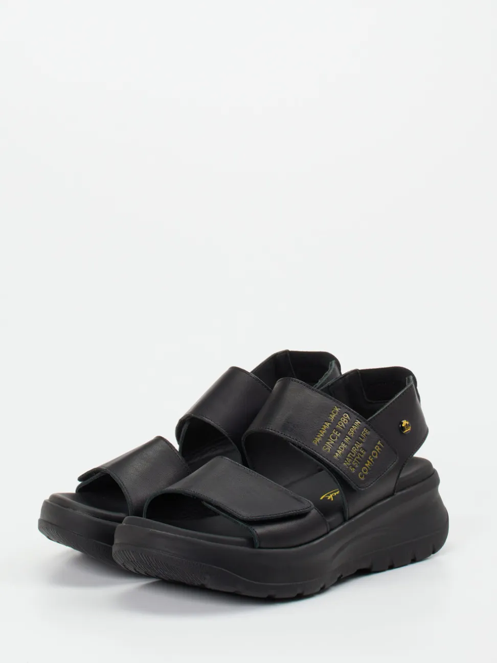 Panama Jack – Plateau-Sandale aus Kalbleder Schwarz