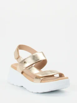 Panama Jack – Plateau-Sandalen aus Kalbleder goldfarben