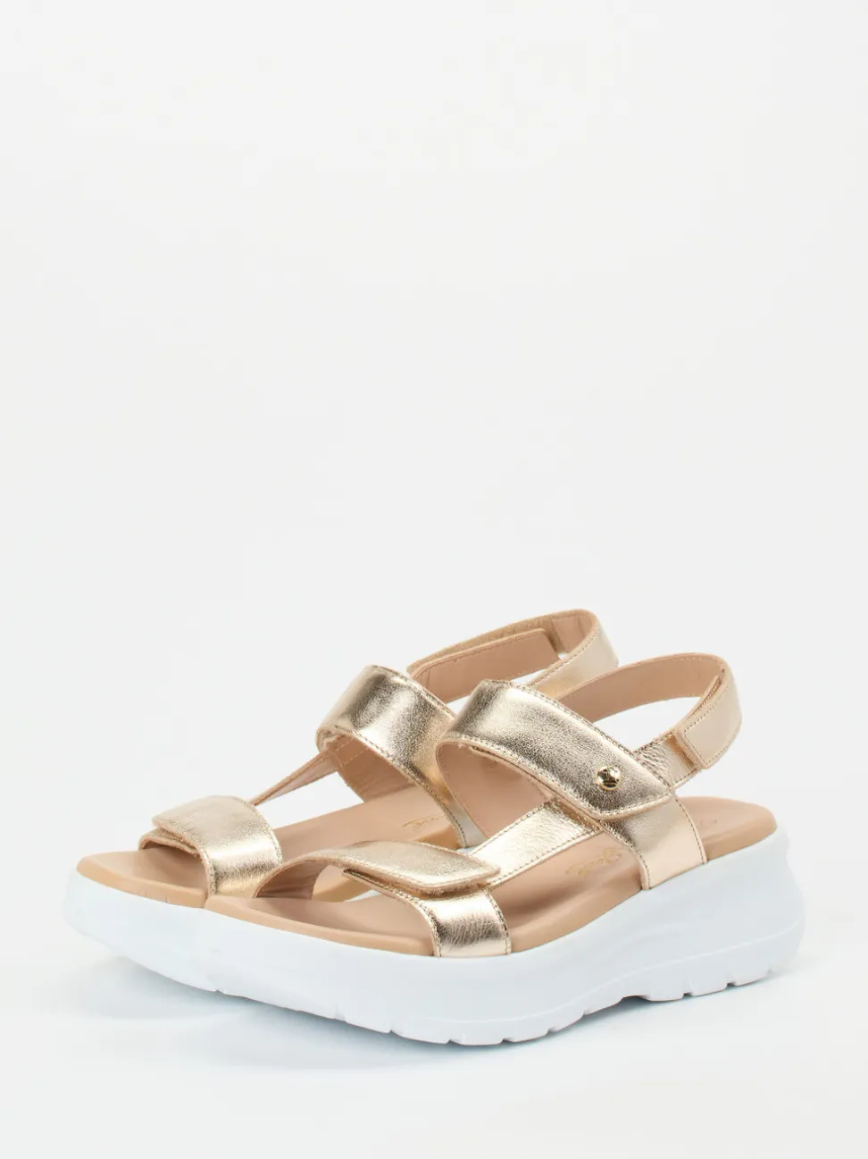 Panama Jack – Plateau-Sandalen aus Kalbleder goldfarben
