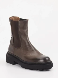 Pantanetti – Chelsea Boots aus Leder in Schlammgrau