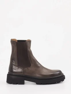 Pantanetti – Chelsea Boots aus Leder in Schlammgrau