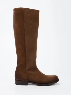 Pantanetti – Kniehohe Stiefel aus Veloursleder Braun