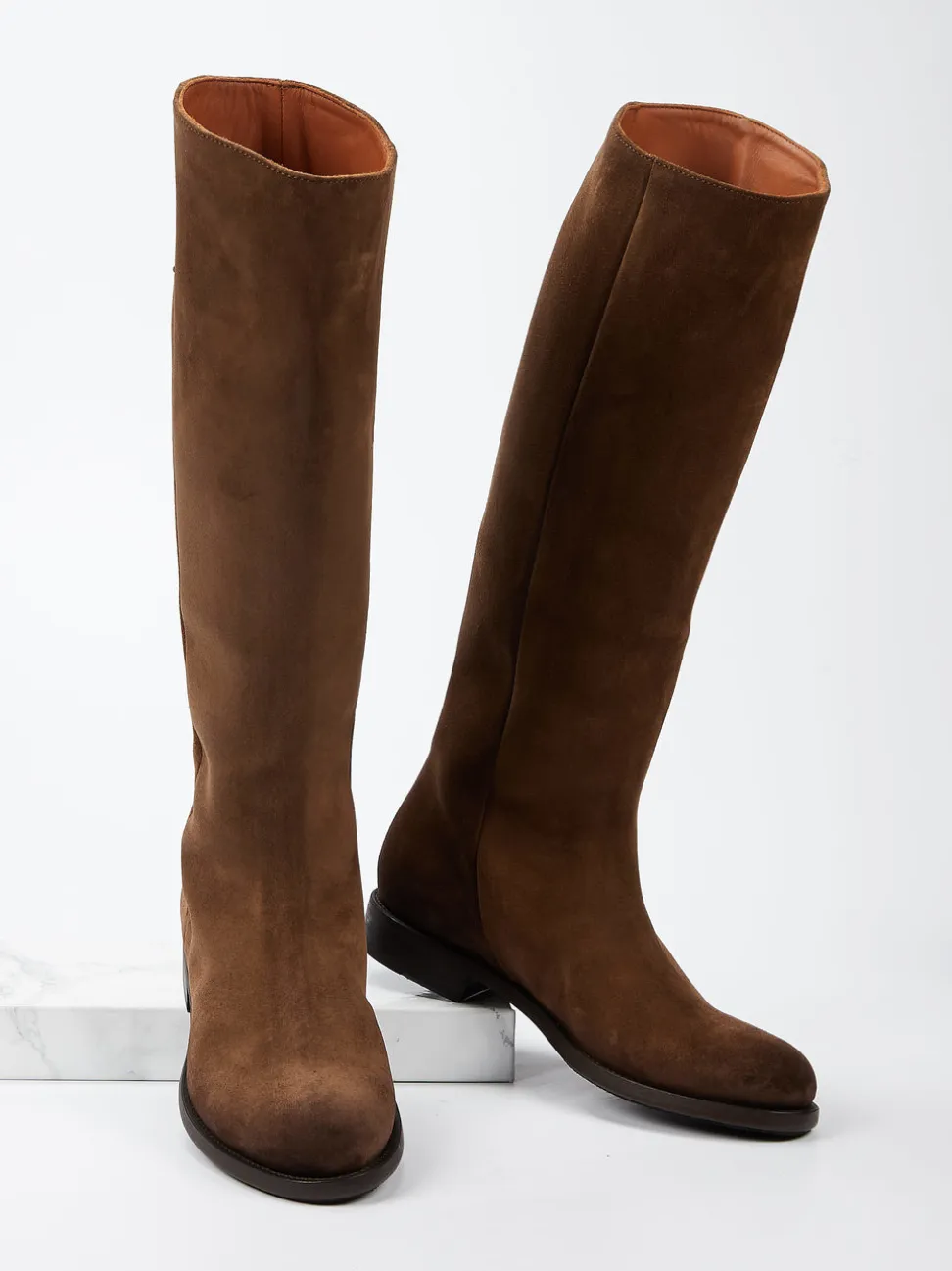 Pantanetti – Kniehohe Stiefel aus Veloursleder Braun