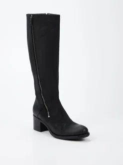 Pantanetti – Kniestiefel aus Veloursleder Schwarz