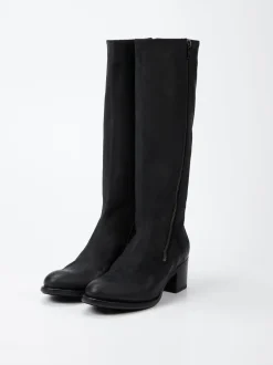 Pantanetti – Kniestiefel aus Veloursleder Schwarz