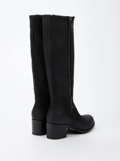 Pantanetti – Kniestiefel aus Veloursleder Schwarz