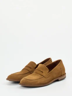 Pantanetti – Loafer aus Veloursleder in Cognacbraun