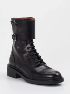 Pantanetti – Schnürboots aus Lammleder schwarz glänzend