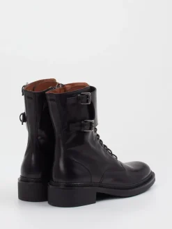 Pantanetti – Schnürboots aus Lammleder schwarz glänzend