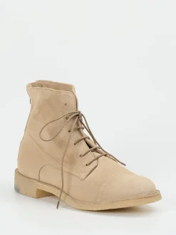 Pantanetti – Schnürstiefelette aus Veloursleder beige