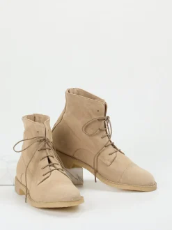 Pantanetti – Schnürstiefelette aus Veloursleder beige