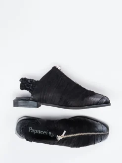 Papucei – Slingback-Schuhe aus Veloursleder schwarz