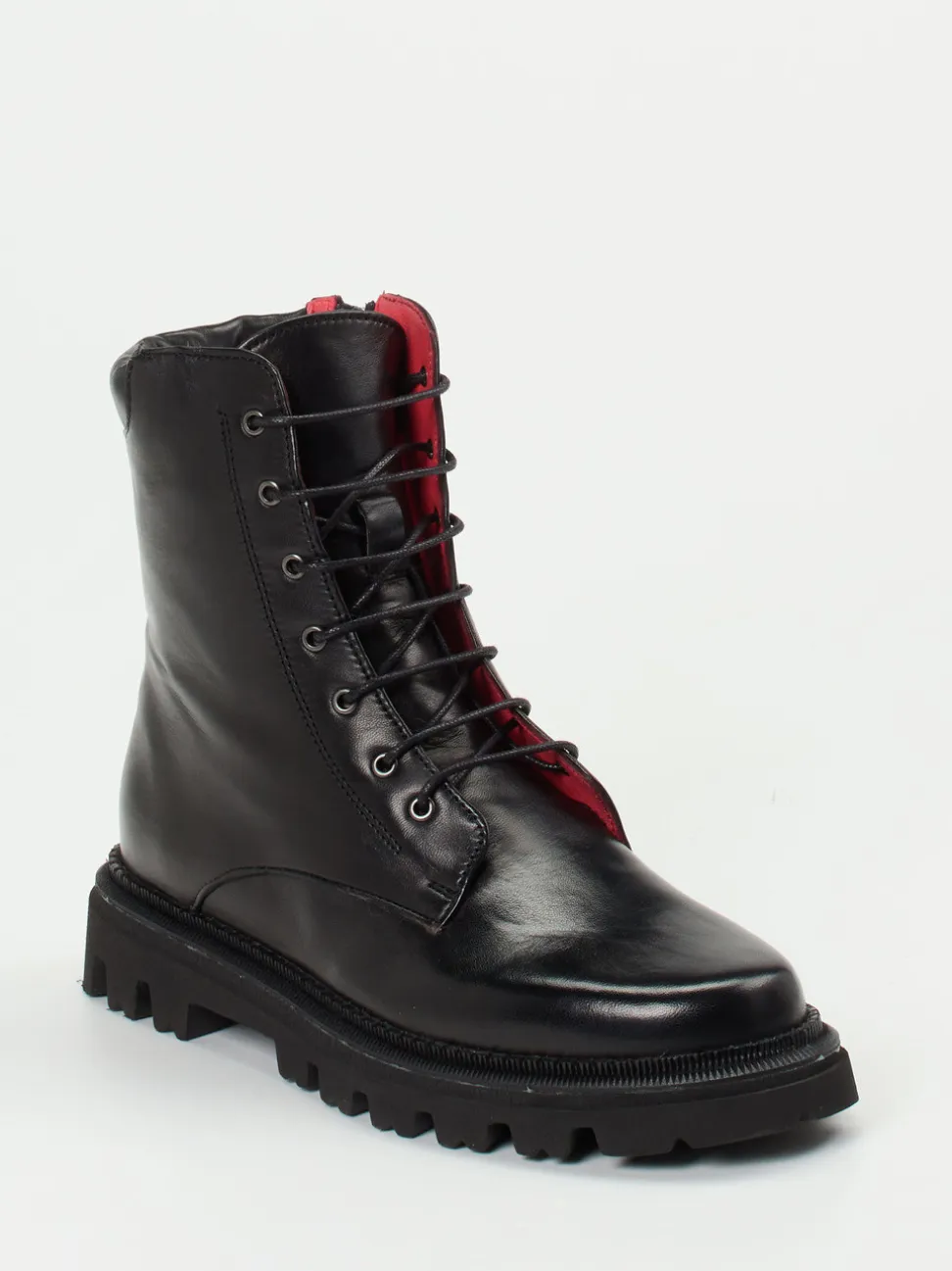 Pas de Rouge – Schnürboots aus Lammleder Schwarz