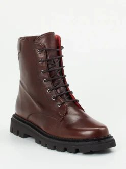 Pas de Rouge – Schnürboots aus Lammleder Dunkelbraun