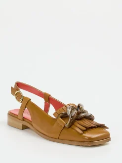 Pas de Rouge – Slingback-Loafer aus Lammleder cognac