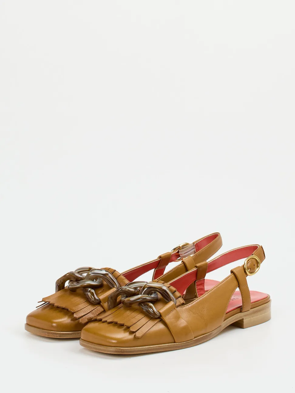 Pas de Rouge – Slingback-Loafer aus Lammleder cognac