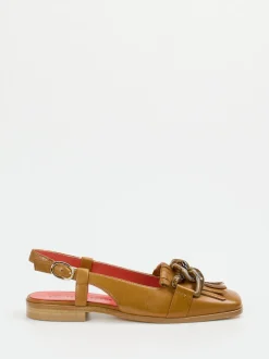 Pas de Rouge – Slingback-Loafer aus Lammleder cognac