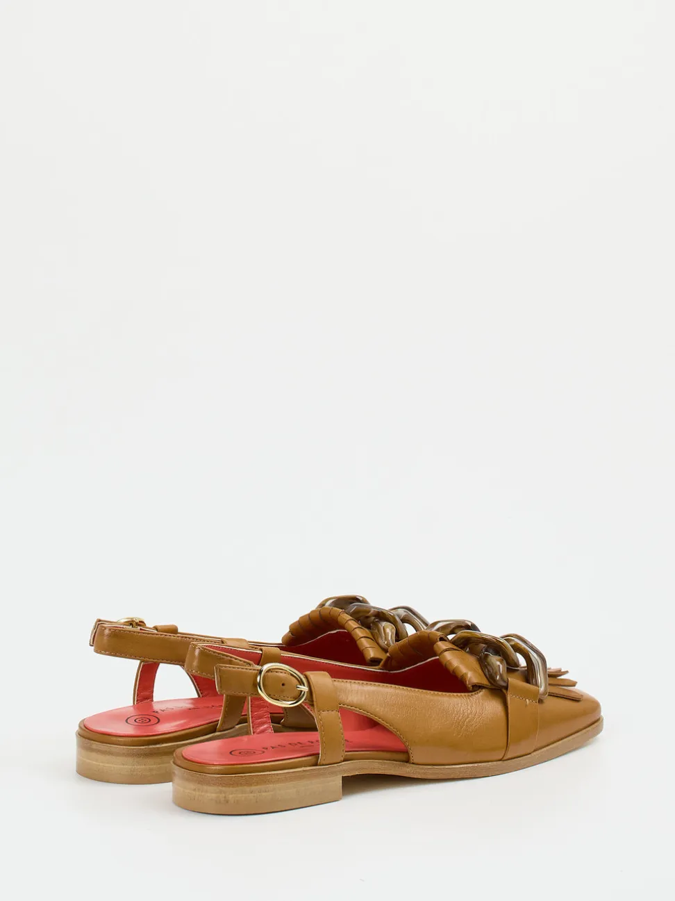 Pas de Rouge – Slingback-Loafer aus Lammleder cognac