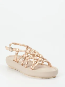 Patrizia Bonfanti – Keilsandalette aus Lammleder Roségold