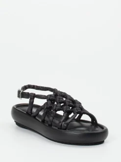 Patrizia Bonfanti – Keilsandalette aus Lammleder schwarz