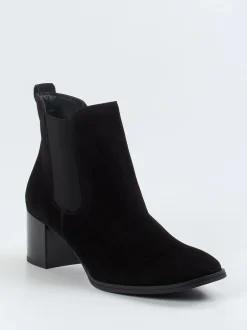 Paul Green – Chelsea-Stiefelette aus Veloursleder Schwarz