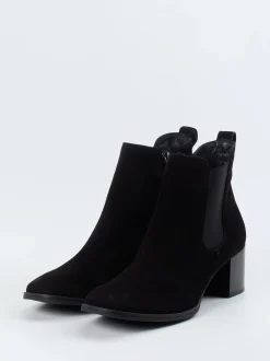 Paul Green – Chelsea-Stiefelette aus Veloursleder Schwarz