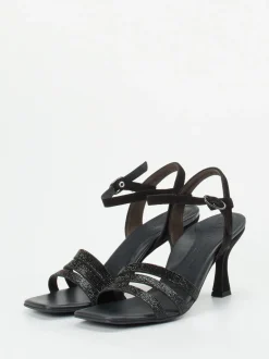 Paul Green – High Heel Sandalette aus Metallicleder schwarz